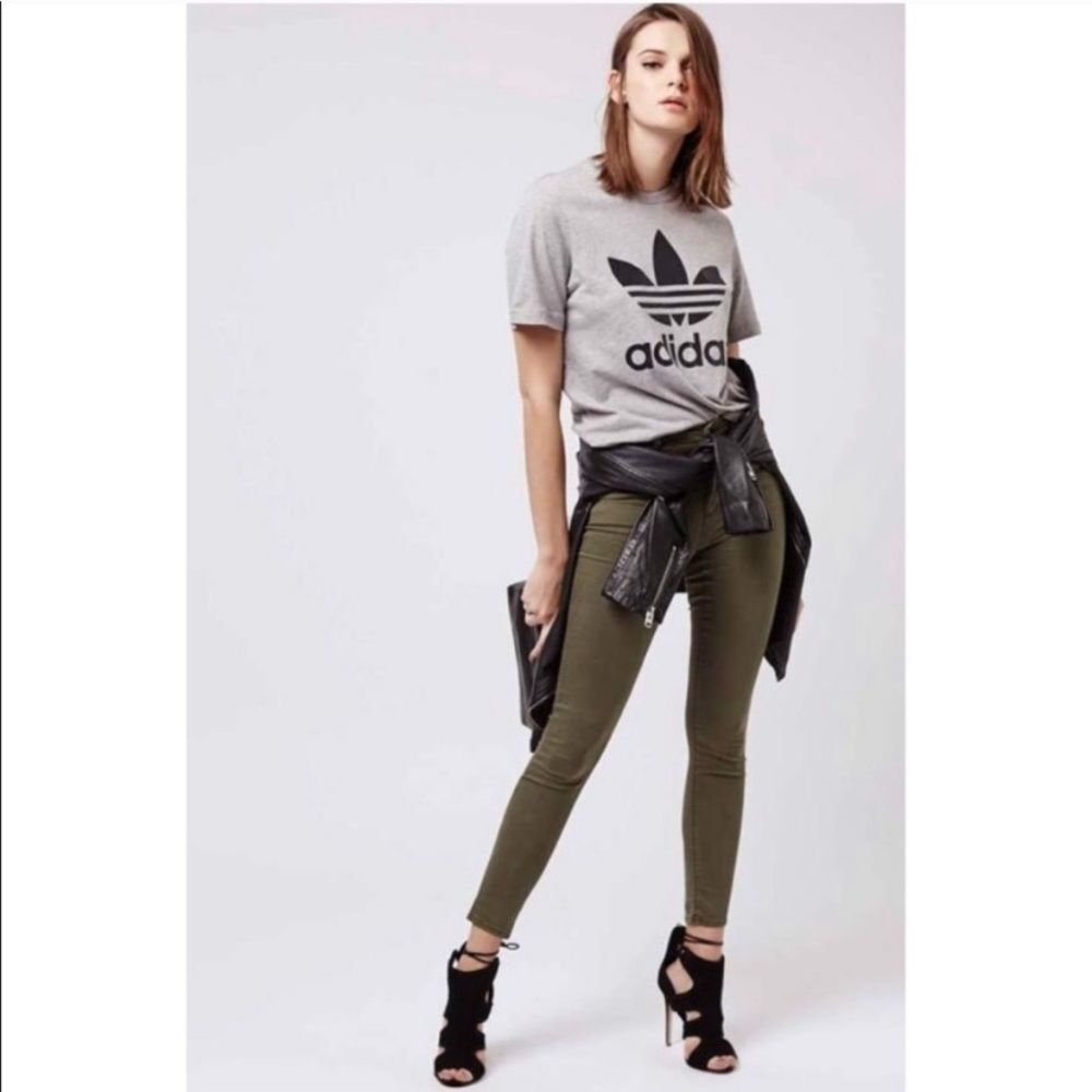 Topshop | Olive Green Moto Leigh Ankle Grazer Jeans | Sz 26
